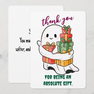 Wholesome Ghost With Gifts Thank You Card