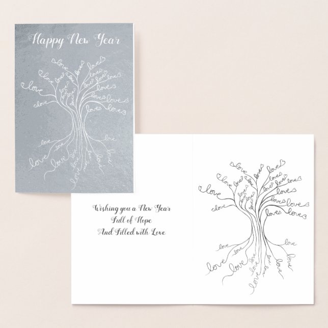 Wholesome Happy New Year Love Tree of Life Artsy Foil Card (Display)