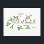 WHOM postcard by Sandra Boynton<br><div class="desc">The perfect card for an English teacher,  or anyone for whom grammar (and/or owls) has particular significance.</div>