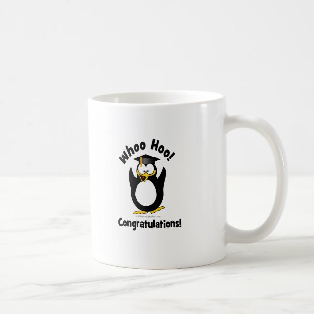 whoo hoo congratulations graduation penguin coffee mug (Right)