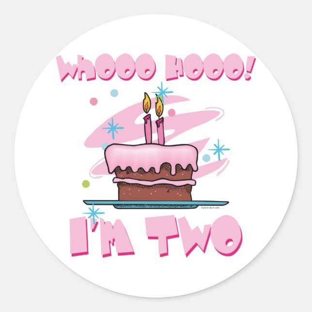 Whooo Hooo I'm Two Pink Sticker (Front)
