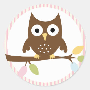 {whooo is having a baby?} classic round sticker