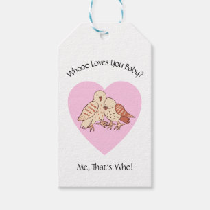 Whooo Loves You Baby? Cute Owls Valentine Holiday Gift Tags