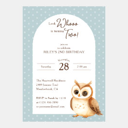 Whooo’s Turning Two Owl Birthday Invitation