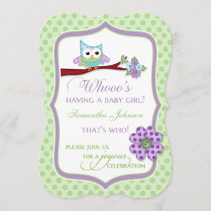 Whooo's Having a Baby Girl? Owl Shower Invitation
