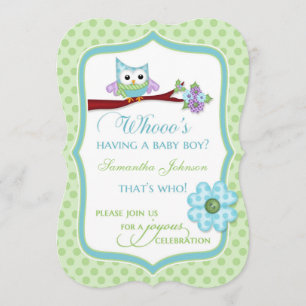 Whooo's Having a BabyBoy? Owl Shower Invitation
