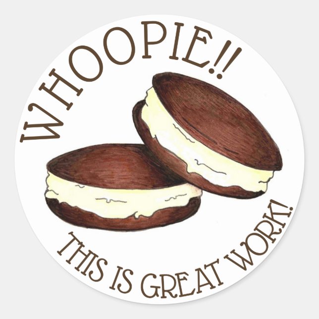 Whoopie! Great Work PA Dutch Whoopie Pies Teacher Classic Round Sticker (Front)