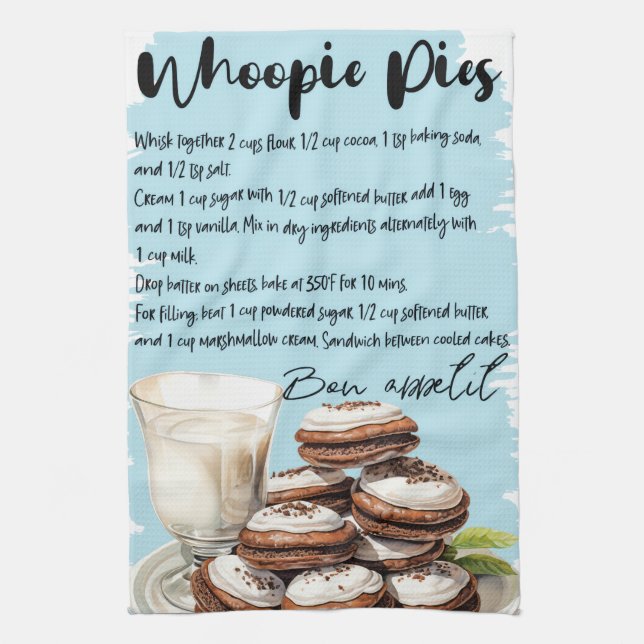 Whoopie Pie Recipe Tea Towel (Vertical)