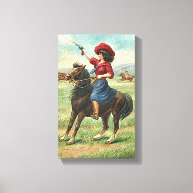 Whoopin' Vintage Cowgirl 9"x14.5" Canvas Print (Front)
