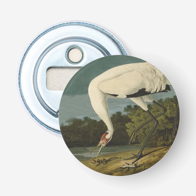 Whooping Crane Audubon Bird Painting Bottle Opener (Front)
