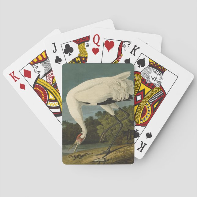 Whooping Crane Audubon Bird Painting Playing Cards (Back)