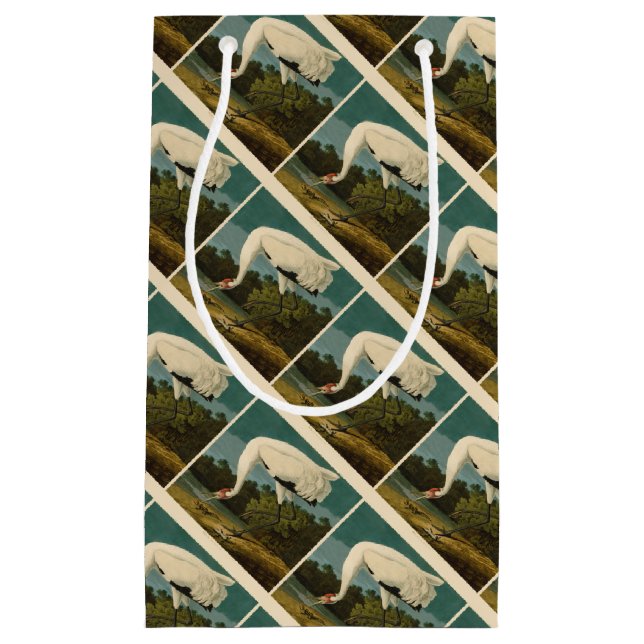 Whooping Crane Audubon Bird Painting Small Gift Bag (Front)