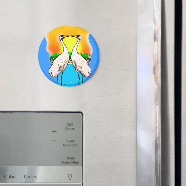 Whooping Cranes in Love Magnet (In Situ (Fridge))