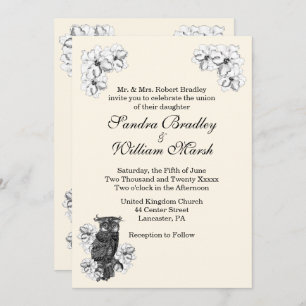 Whoo's Getting Married Cream Wedding Invitation