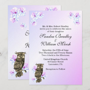 Whoos Getting Married Purple Owl Wedding Invitation