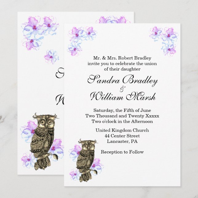 Whoos Getting Married Unique Owl Wedding Invitation (Front/Back)