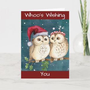 Whoo's Wishing You Christmas Greeting Card