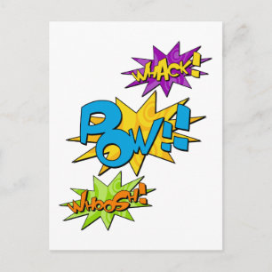 Whoosh Whack Pow Comic Postcard