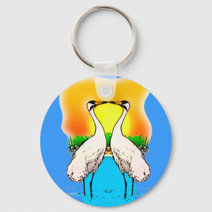 Whopping Cranes in Love Key Ring