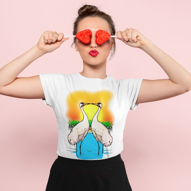Whopping Cranes in Love Light Coloured Women's T-Shirt (Whopping Cranes in Love Light Colored Women's T-Shirt)