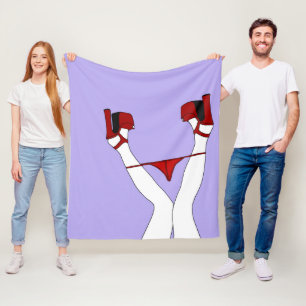 Whops! Panties down, kinky cartoon pop art, red Fleece Blanket