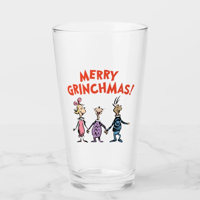 Whos Holding Hands Merry Grinchmas Glass (Front)