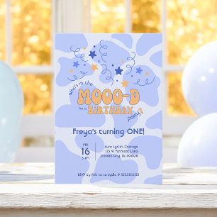 Who's in the MOOO-D Cow Print 1st Birthday Invitation