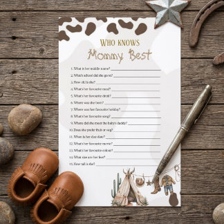 Who's known momy best Cowboy rustic baby shower