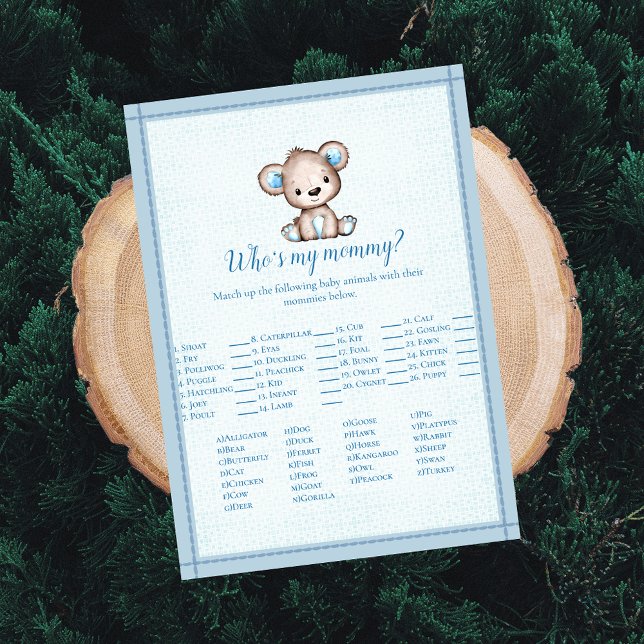 Who's My Mummy Cute Brown Bear Baby Game Card (Creator Uploaded)