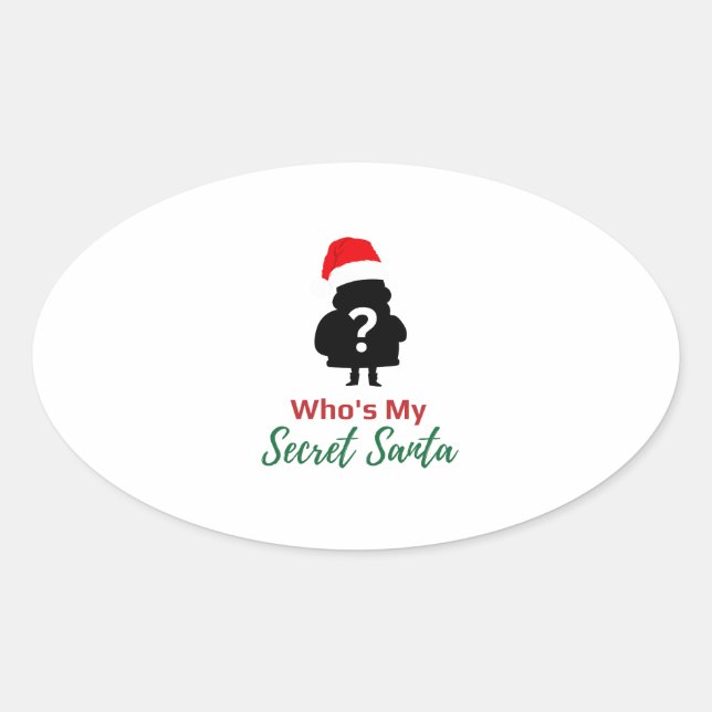 Who's My Secret Santa Christmas Oval Sticker (Front)