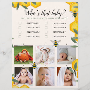 Who's that baby shower game flyer