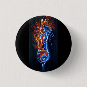 Who's the fire, who's the water 3 cm round badge
