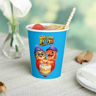 Who's welcome to my party kids birthday paper cups