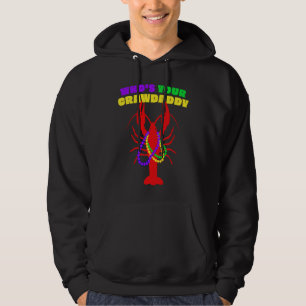 Who's Your Crawdaddy Crawfish Beads  Mardi Gras Hoodie