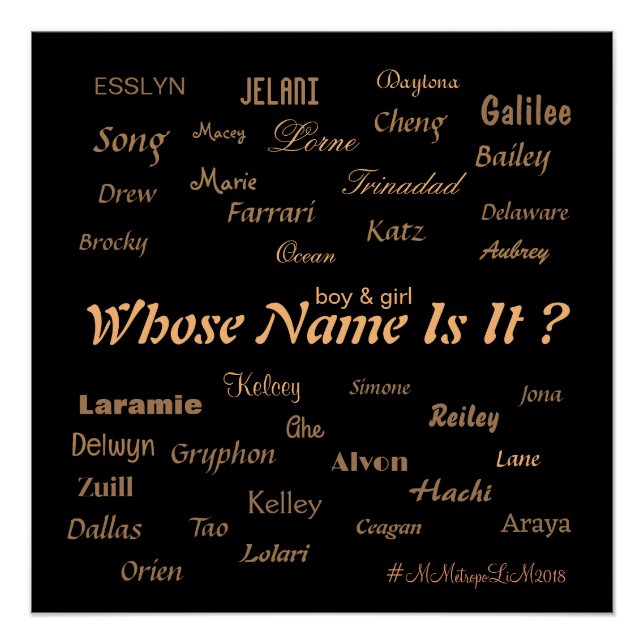 Whose Name I It?girl & boy Wall Art 20x20 / ZAZZLE (Front)