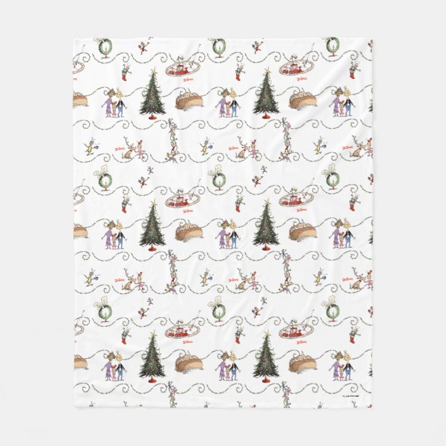 Whoville Christmas Garland Celebration Fleece Blanket (Front)
