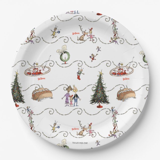 Whoville Christmas Garland Celebration Paper Plate (Front)