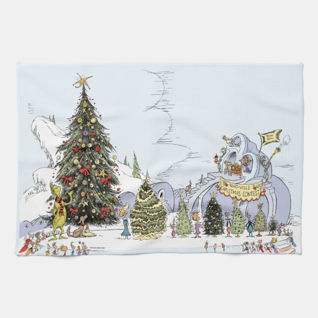 Whoville Christmas Tree Contest Tea Towel (Horizontal)