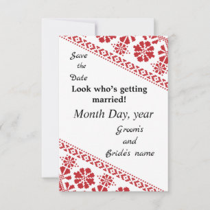 Wht and Rd Tatreez Wed. Save/the/Date Announcement