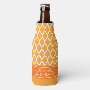 Wht Moroccan #4 CB Pumpkin Name Wedding Bottle Cooler