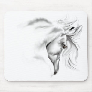 Whte Horse Head Mousepad