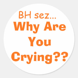 why are you crying? classic round sticker