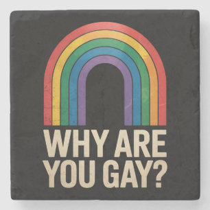 Why Are You Gay Funny Rainbow LGBTQ Pride Ally Stone Coaster
