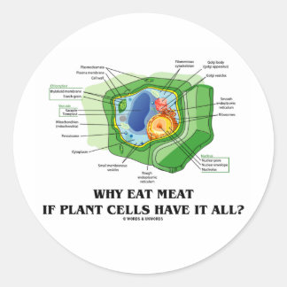 Why Eat Meat If Plant Cells Have It All? (Veg Fun) Classic Round Sticker