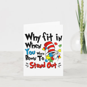 Why Fit In Doctor Teacher Cat In Hat Cool Autism A Card