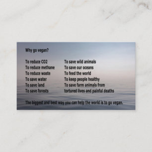 Why Go Vegan?  Business-type card. Business Card