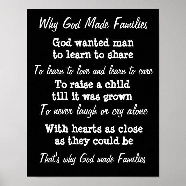 Why God made families wall print (Front)