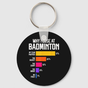 Why I Lose At Badminton Funny Excuses Shuttle Bird Key Ring
