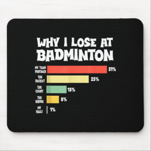 Why I Lose At Badminton Funny Excuses Shuttle Bird Mouse Mat