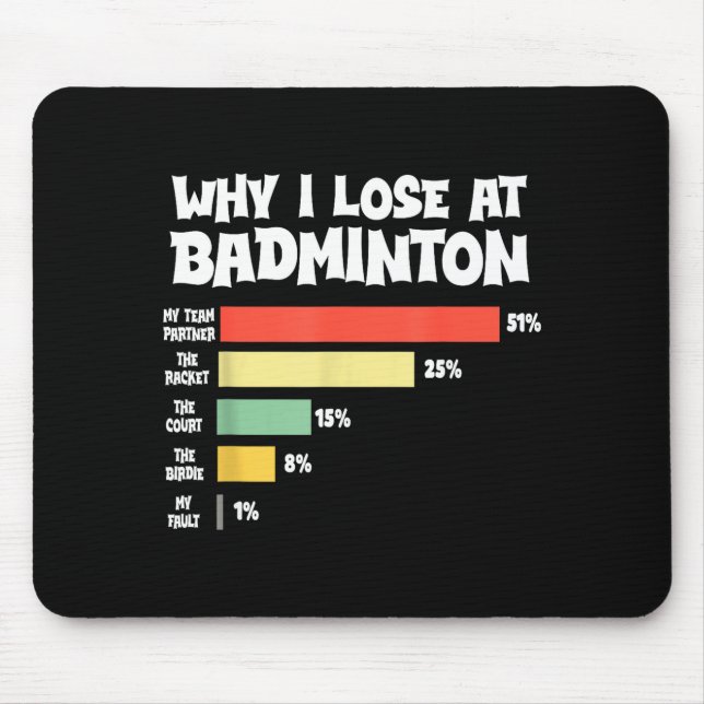 Why I Lose At Badminton Funny Excuses Shuttle Bird Mouse Mat (Front)